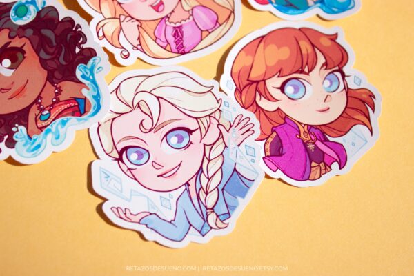Disney Elsa, Ana, Rapunzel, Merida y Moana.